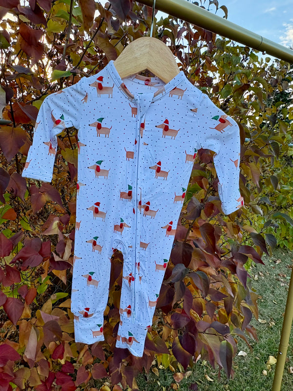 Christmas weenie dog Romper
