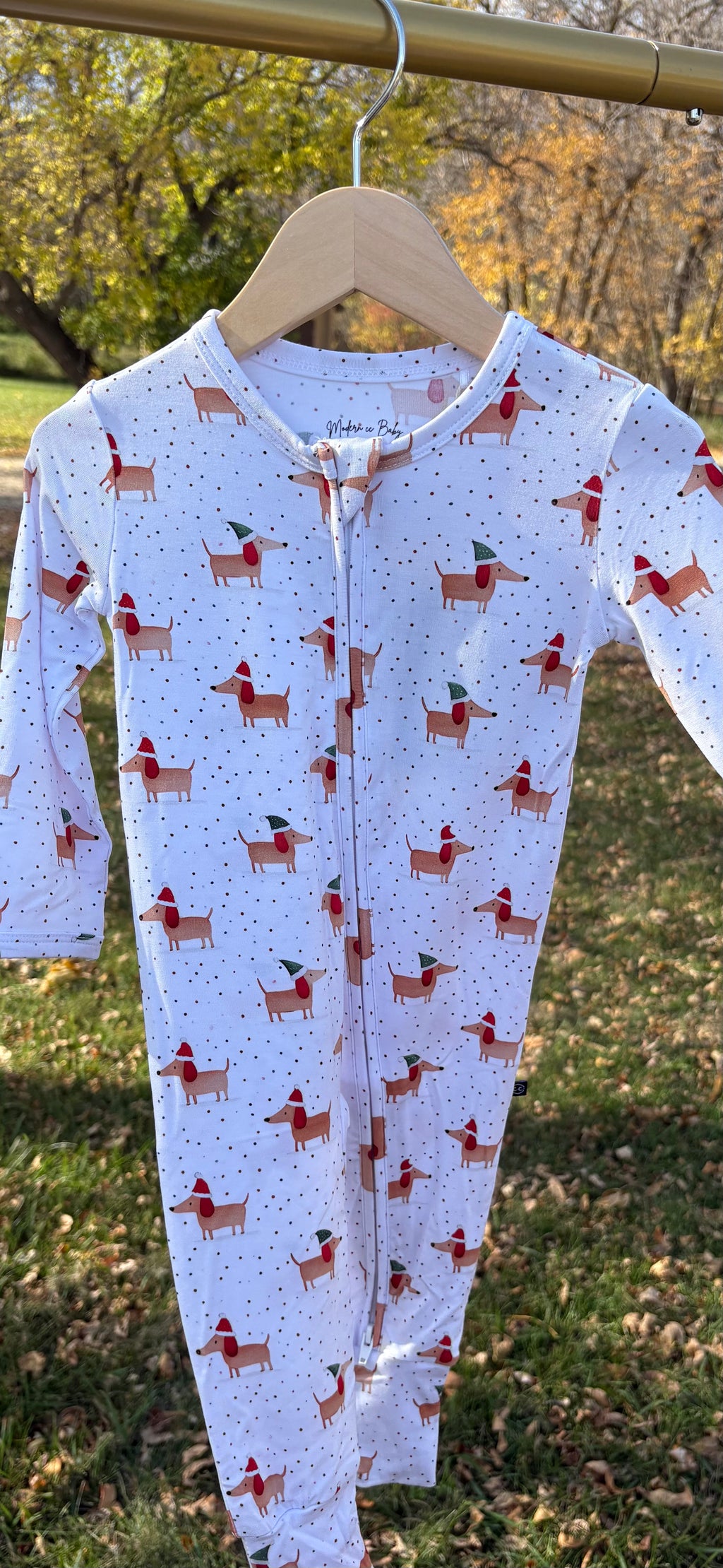 Christmas weenie dog Romper